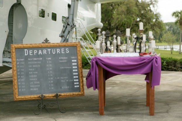 Bumby Photography - A Chair Affair - Departures Board Tablecloth Candles - Orlando Weddings