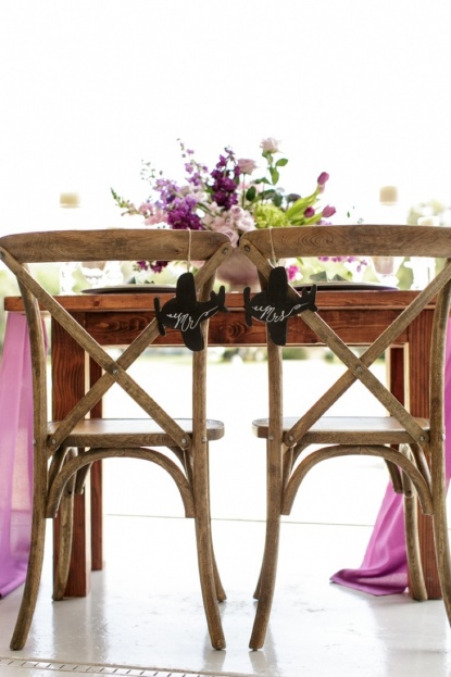 Bumby Photography - A Chair Affair - Wooden Chairs Wedding Table Tablecloth Candles - Orlando Weddings