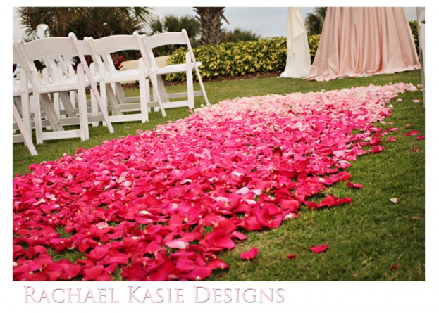 Pink and gold wedding, Hammock Beach Resort, Rachael Kasie Designs, A Chair Affair Event Rentals, Hot Pink Petal Aisle Runner