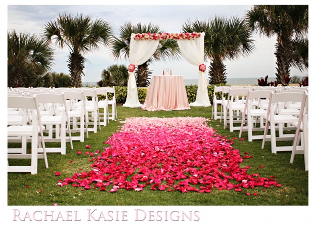 Pink and gold wedding, Hammock Beach Resort, Rachael Kasie Designs, A Chair Affair Event Rentals, Pink petal aisle runner
