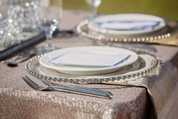 Silver Beaded Chargers, Silver Flatware, Silver Wedding Ideas, Contemporary Captures Photography, Frozen Styled Photo Shoot, A Chair Affair Event Rentals