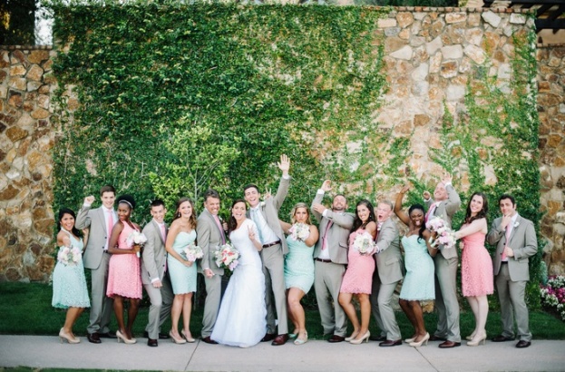 Pink and Green Wedding, Bridal Party, Best Photography, Bella Collina, A Chair Affair Event Rentals
