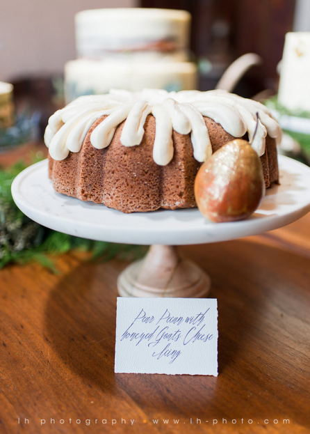 Pear Pecan Wedding Cake, LH Photography, Wild Acres, A Chair Affair Event Rentals