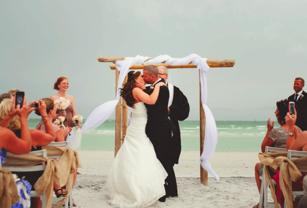Honeymoon Island-Outdoor Wedding Ideas-First Kiss-A Chair Affair Wedding Rentals