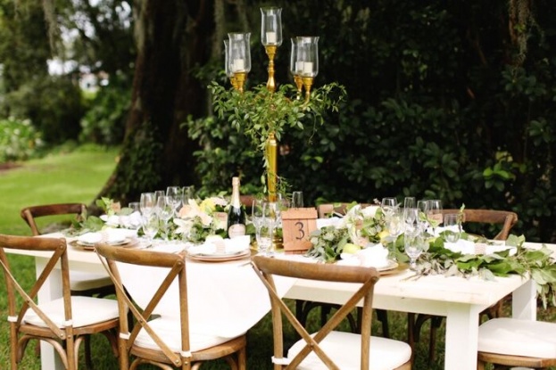 Gold candelabra - French country chairs