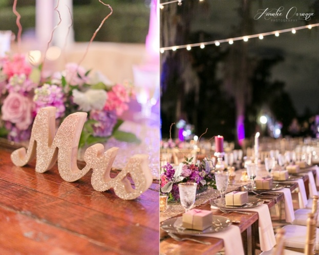 Cypress-Grove-Estate-House-Bride-Groom-Amalie-Orrange-Photography-Champagne-Glitter-Glass-Chargers-Gold-Rim-Stemware-Rustic-Farm-Tables-A-Chair-Affair-Event