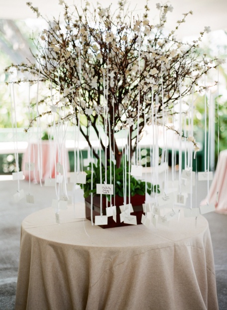 White Ribbon Escort Cards