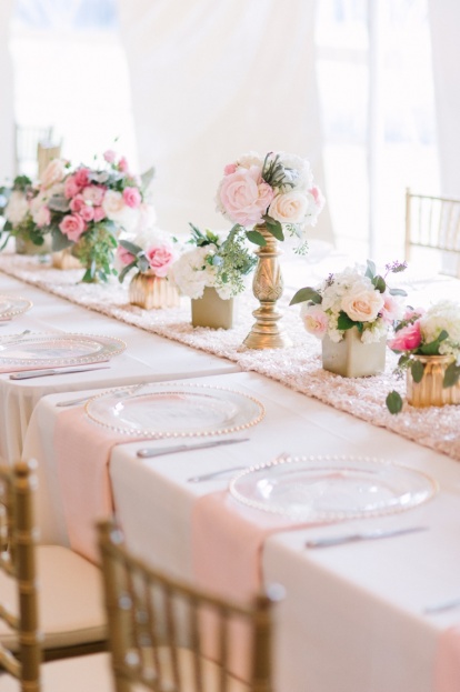 blush and gold wedding reception