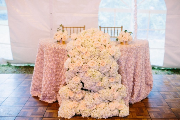 blush and gold wedding sweetheart table