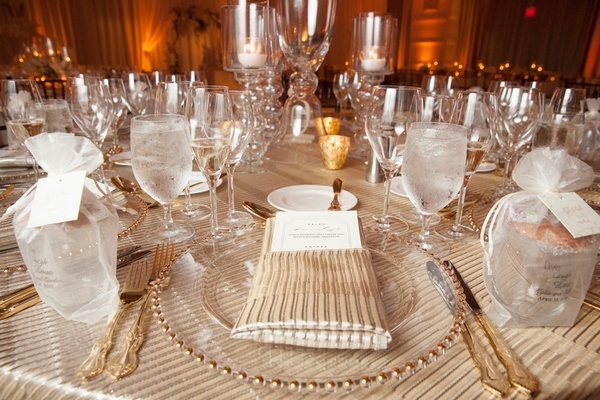 champagne wedding reception linens