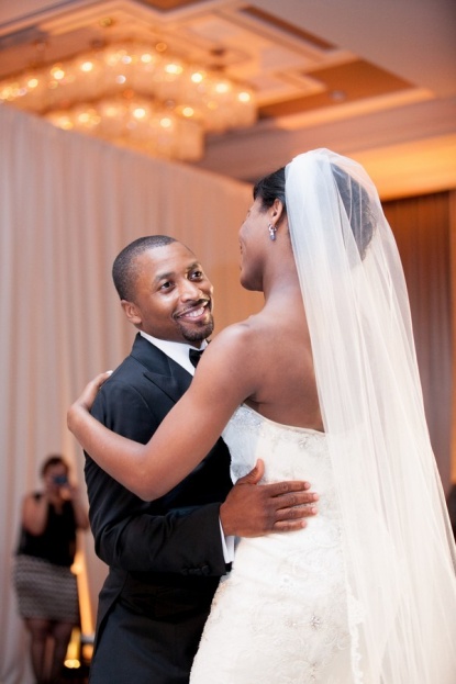 elegant champagne wedding bride and groom first dance