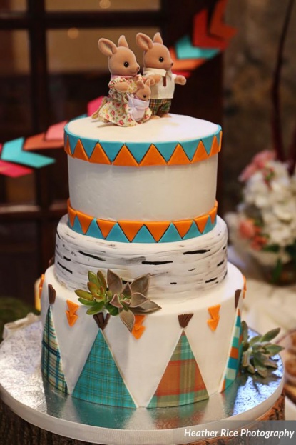 woodland themed baby shower cake