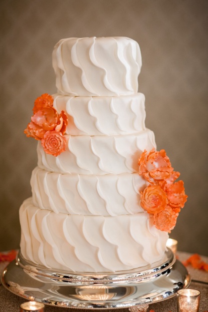 White Ruffle Wedding Cake