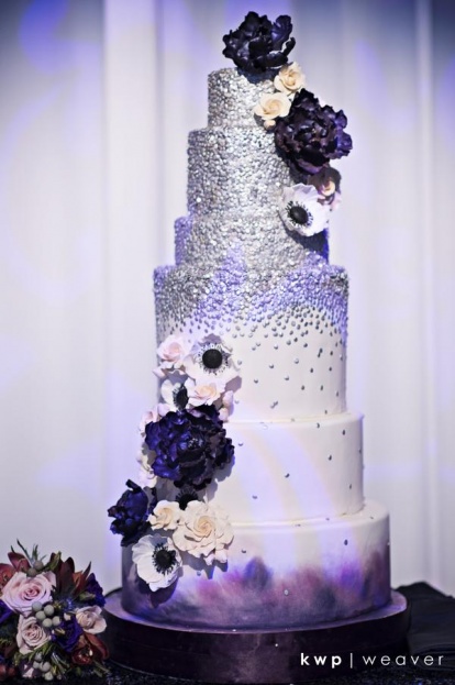 silve and purple cake