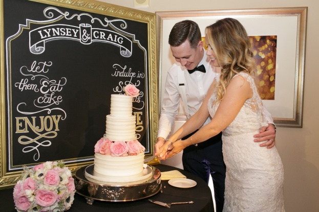 White and Pink Wedding Cake