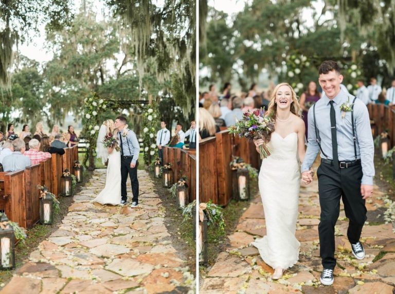 rustic outdoor wedding ceremony exit