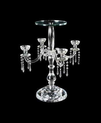 25 inch Crystal Candelabra with floral plate A Chair Affair