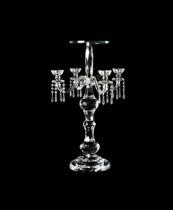 32 inch Crystal Candelabra with floral plate