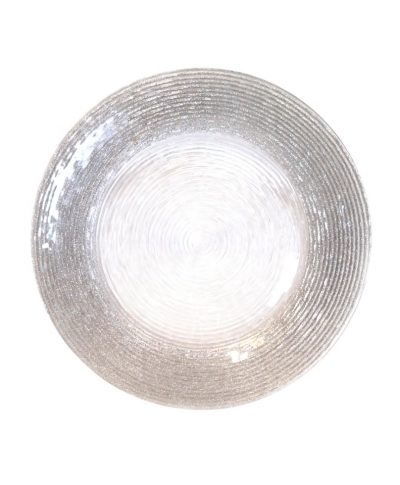 Silver Glitter Rim Spiral Glass Charger – A Chair Affair