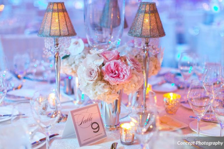 Pink and Silver Wedding, Candle Centerpiece