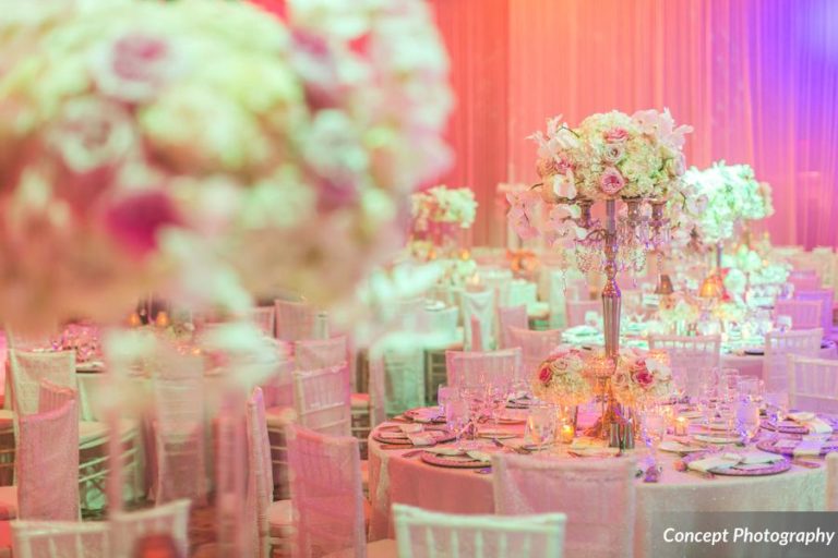 Pink and Silver Wedding, Floral Centerpieces