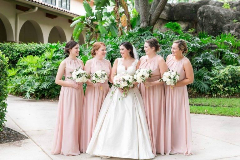 blush and gold wedding bridesmaids