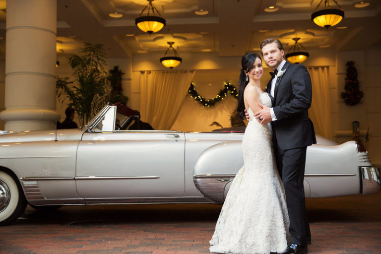 blush and gold wedding dr philips center classic car