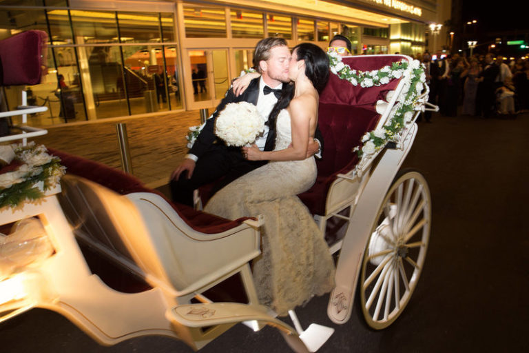 blush and gold wedding dr philips center horse drawn carriage