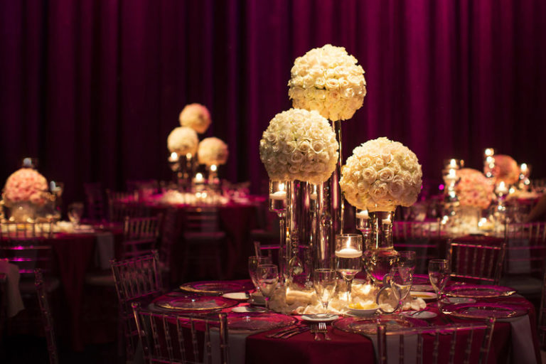 blush and gold wedding dr philips center tall floral centerpieces