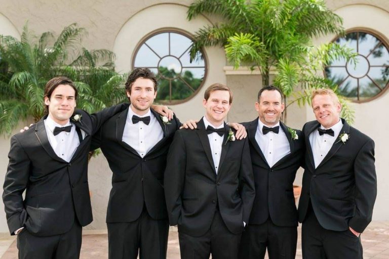 blush and gold wedding groomsmen