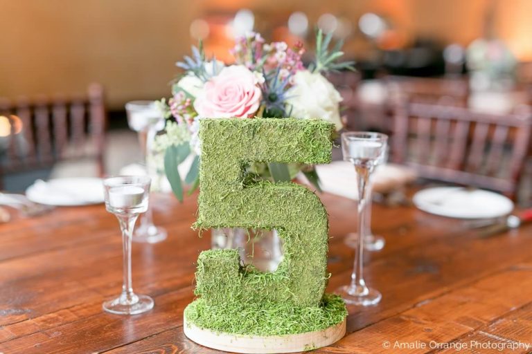 blush wedding, rustic table number