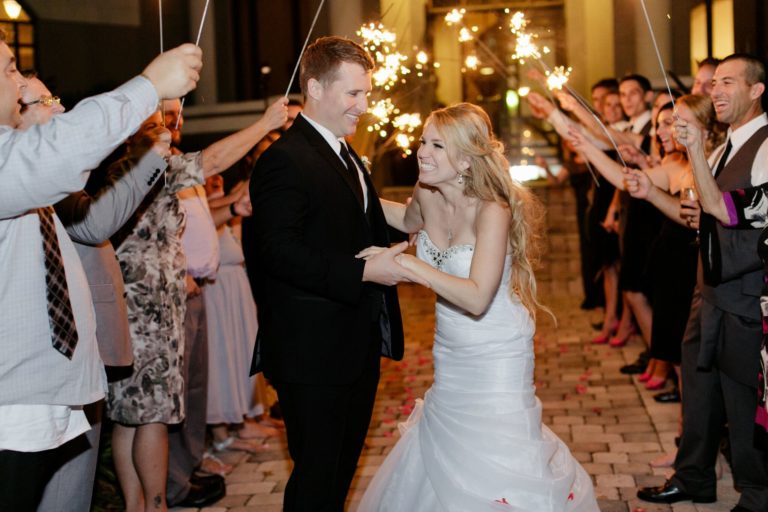 bride and groom sparklers