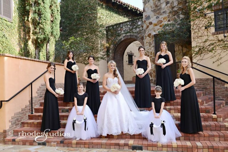 classic white wedding bridal party