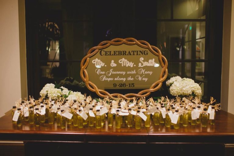 ivory, blush and gold wedding favors