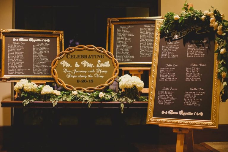 ivory, blush and gold wedding signage