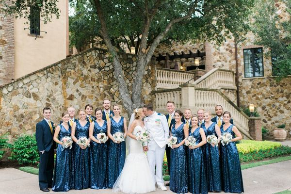 navy and gold wedding bridal party A Chair Affair Inc