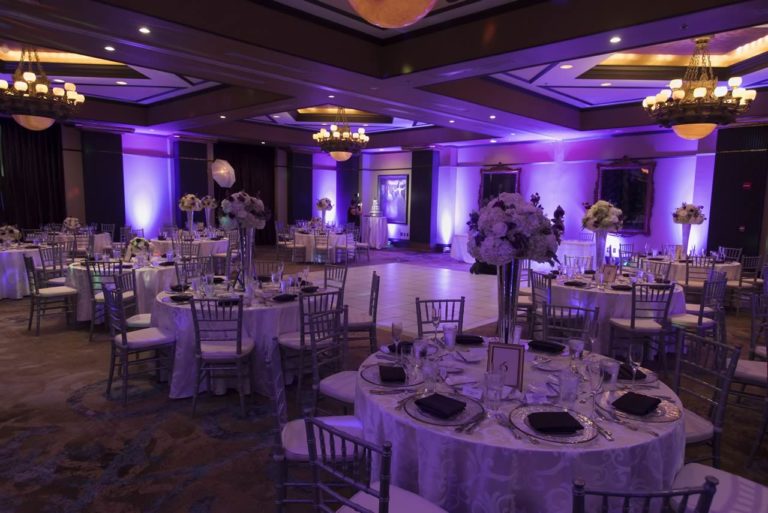 purple and silver grand bohemian wedding reception deocr silver chiavari chairs
