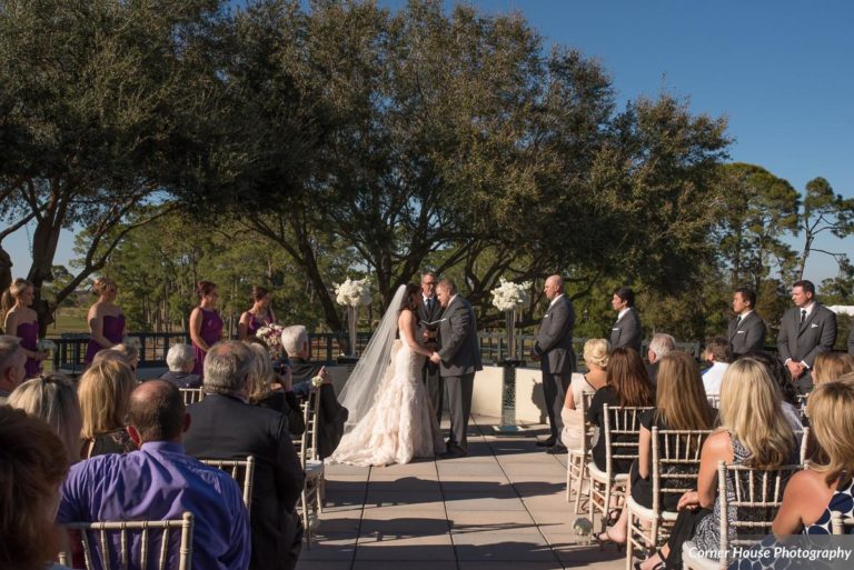 silver and purple wedding ceremony