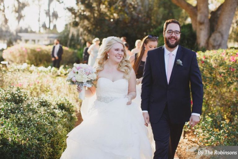 southern elegance wedding bride and groom floral