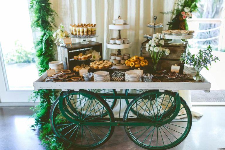 southern wedding dessert cart