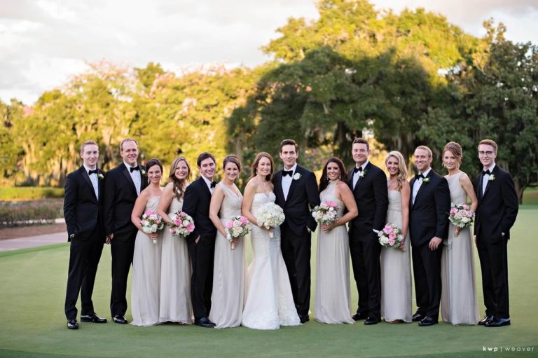 tented isleworth lakeside wedding bridal party