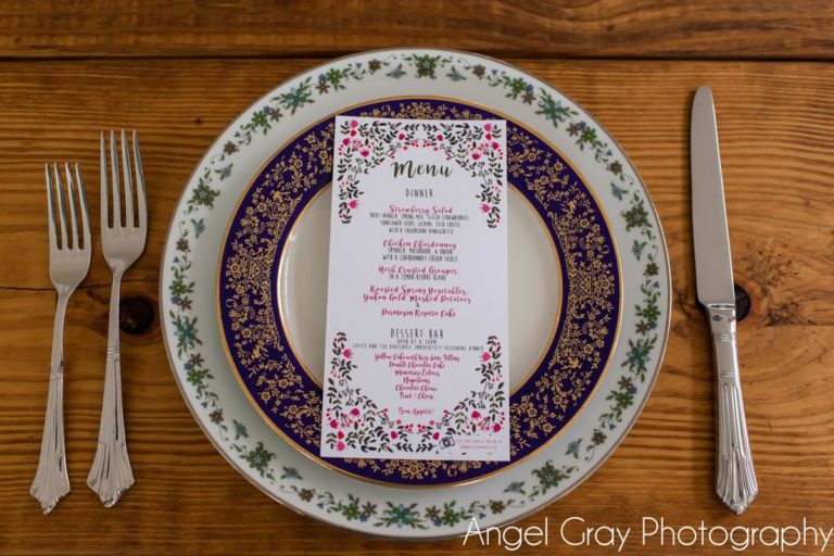 vibrant spring wedding mixed matched china