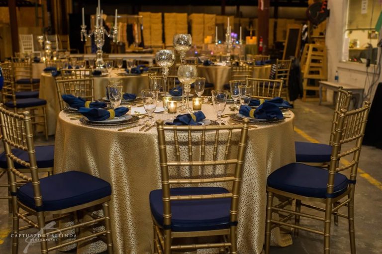 wedding reception design gold chiavari chairs