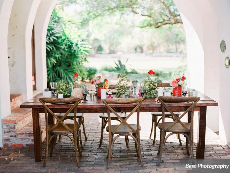 romantic spanish editorial decor, farm table, french country chairs
