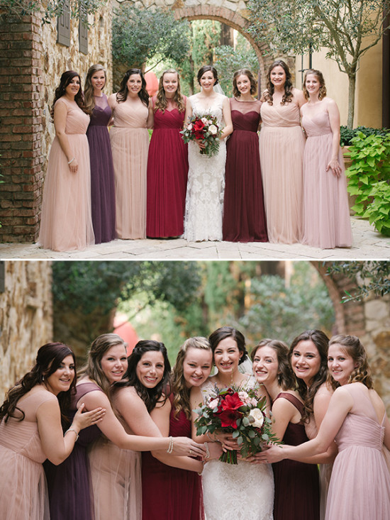 Shades of Red Bridesmaid Dresses