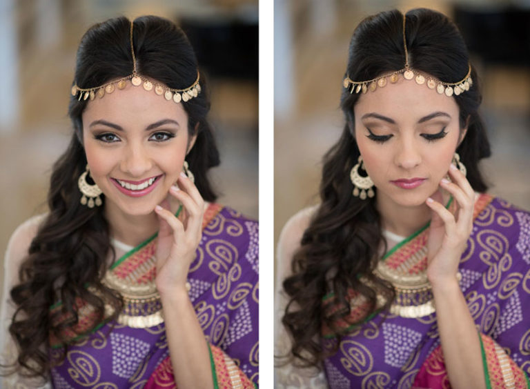 purple and gold indian themed styled shoot beautiful bride