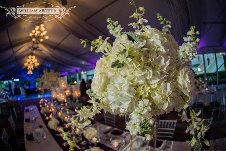 casey and tommy's purple and silver wedding, centerpieces