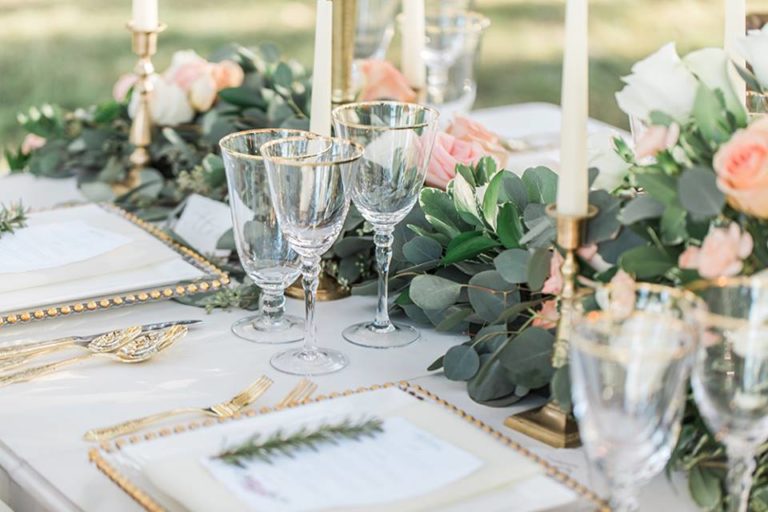 Southern Garden Chic Wedding Gold Chargers