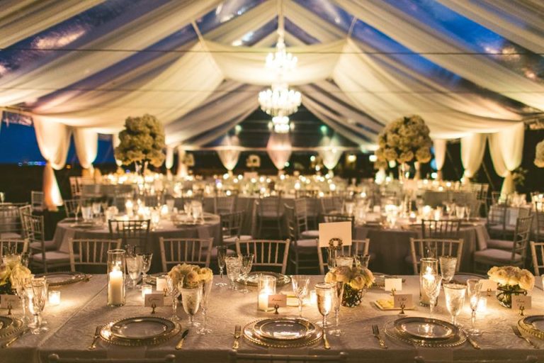 White Bella Collina Wedding Reception Tables