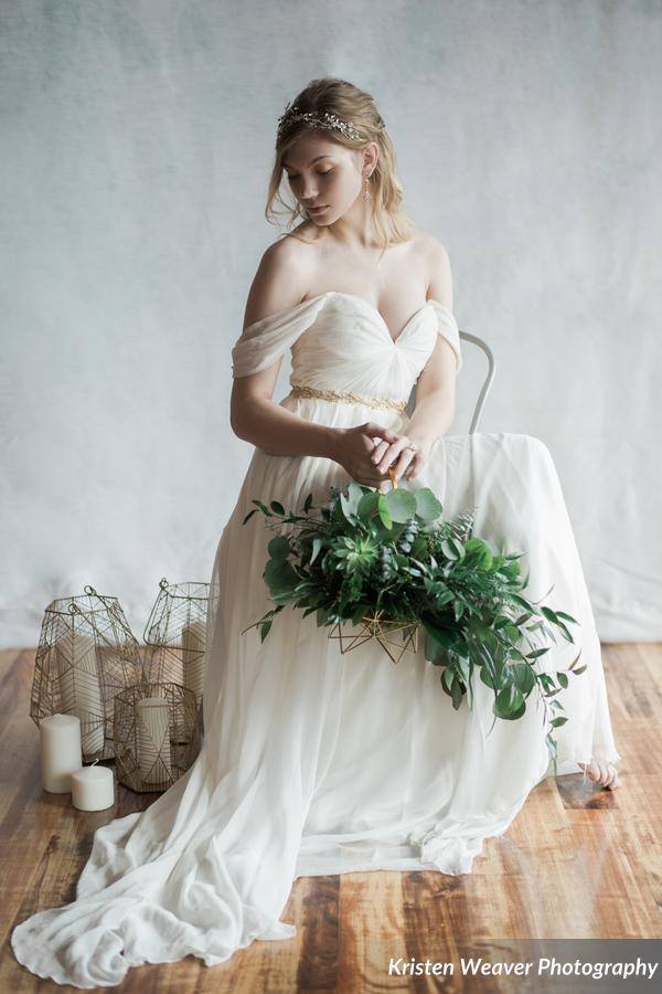 bohemian wedding inspiration bride sitting